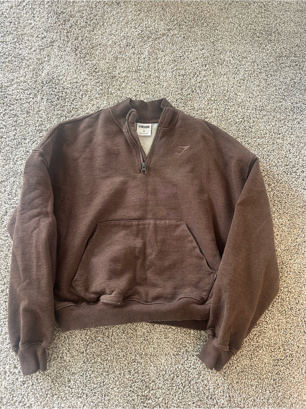 Gymshark Brown Half-Zip Hoodie Sweatshirt